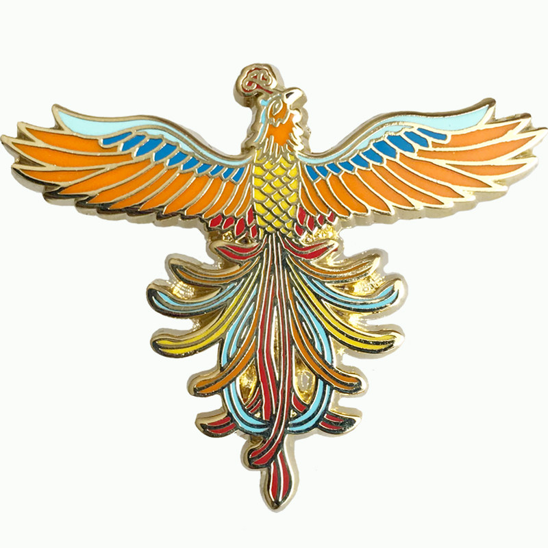 奇妙水岸凤凰于飞高档珐琅徽章个性中国风胸针配饰品复古故宫廷