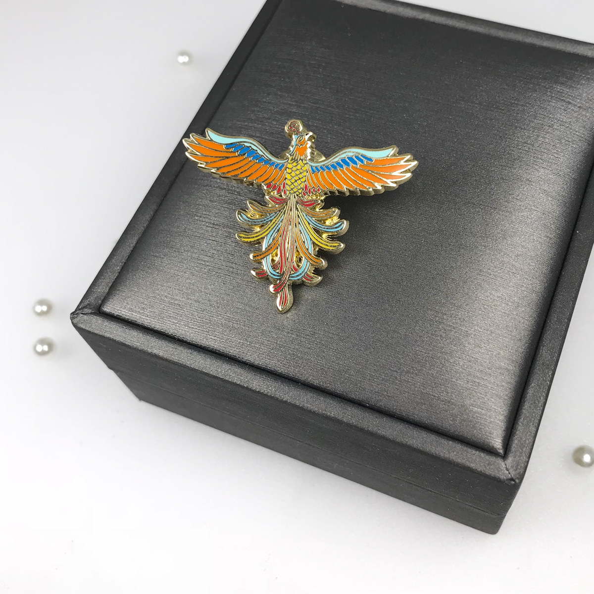 奇妙水岸凤凰于飞高档珐琅徽章个性中国风胸针配饰品复古故宫廷