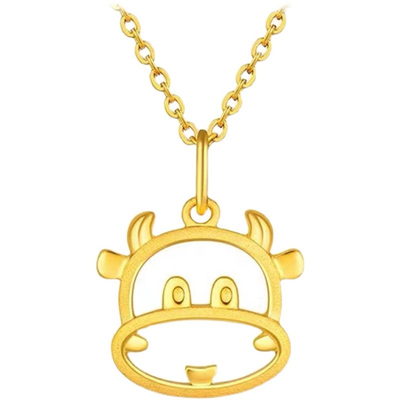 本命年新品镂空笑脸项链萌趣卡通生肖牛套锁骨颈饰
