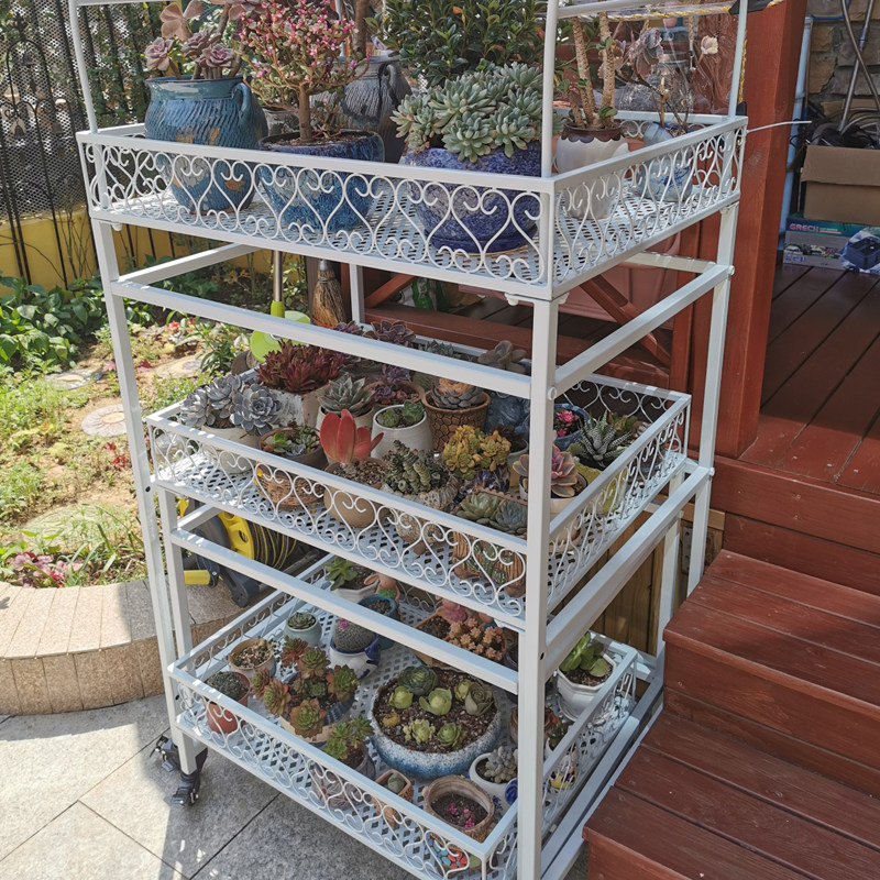 阳台多肉露养花架落地多层层带移动伸缩天台花架