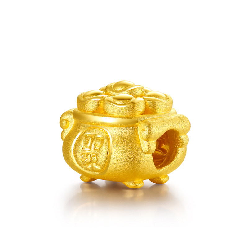 吉盟3d硬金聚宝盆黄金转运珠男女款红绳手串手饰