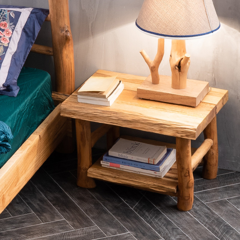 家具原木实木原生态床头柜木头柜子储物柜灯柜民宿床头柜