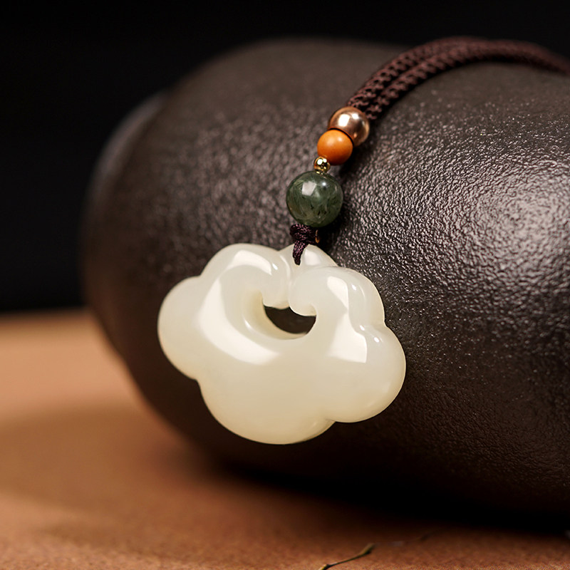和田玉平安如意锁吊坠男女宝宝儿童玉石玉坠项链白玉玉佩挂件扣