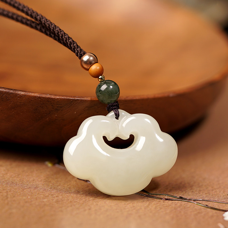 和田玉平安如意锁吊坠男女宝宝儿童玉石玉坠项链白玉玉佩挂件扣