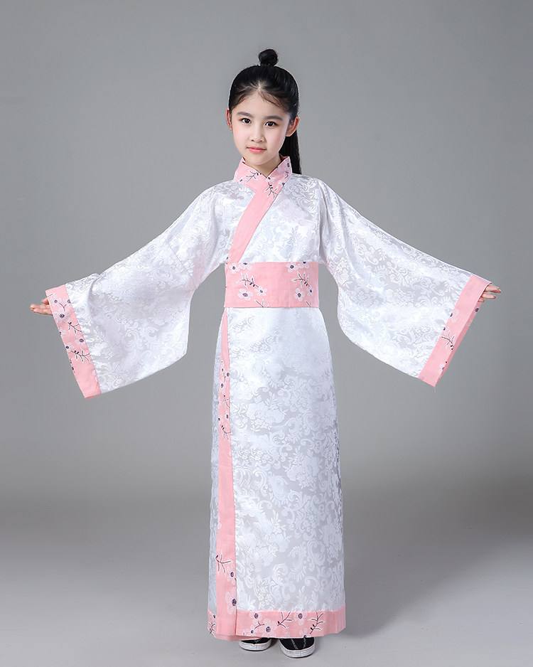 儿童汉服女书童古装棉麻小孩改良中国国风曲裾民族服装