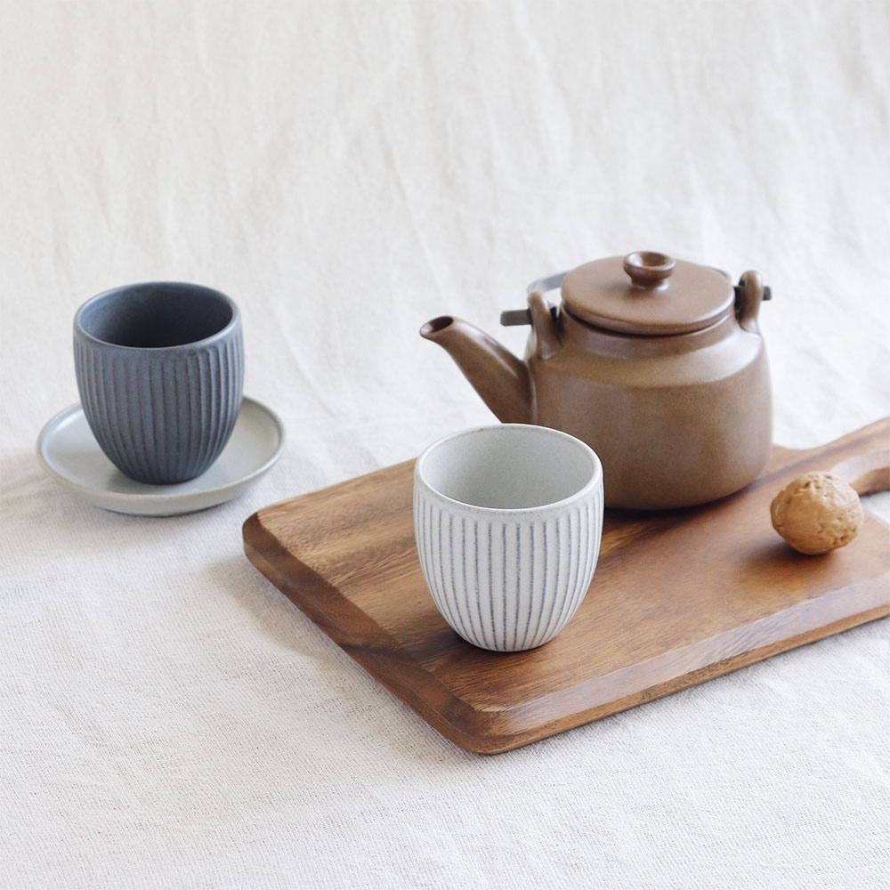 日本studio日式和风粗陶镐纹哑光手握杯茶杯圆汤茶杯