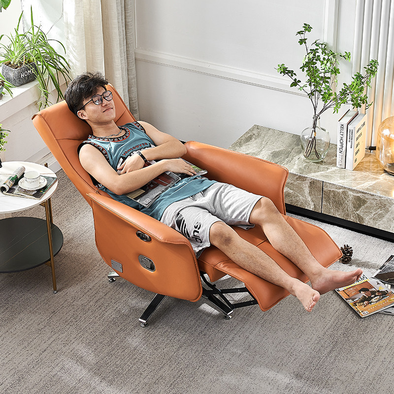 北欧休闲沙发电动躺椅真皮老板多功能按摩椅单人折叠椅