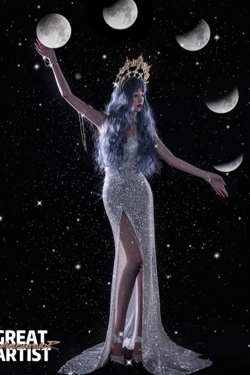 2021新品森系月亮女神精灵仙女性感写真鱼尾亮片礼服
