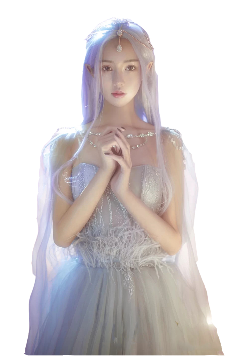 梦幻仙女唯美美精灵女神写真森系灰色抹胸礼服婚纱