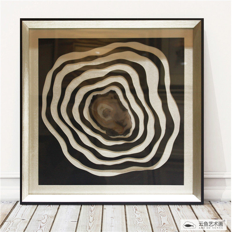 手工实物画玛瑙工艺画设计师推荐镜面画餐厅卧室酒店房样板房挂画