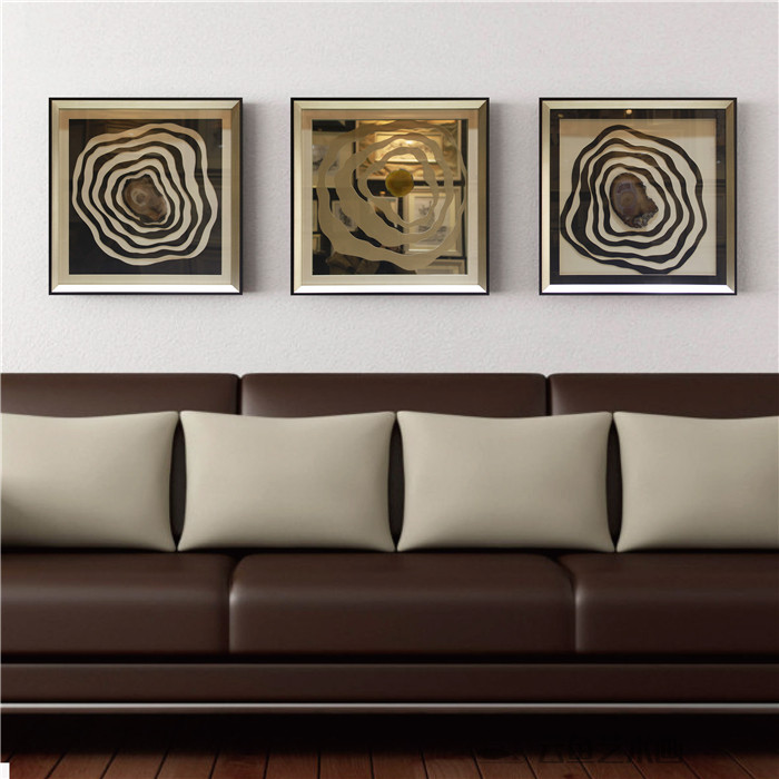 手工实物画玛瑙工艺画设计师推荐镜面画餐厅卧室酒店房样板房挂画