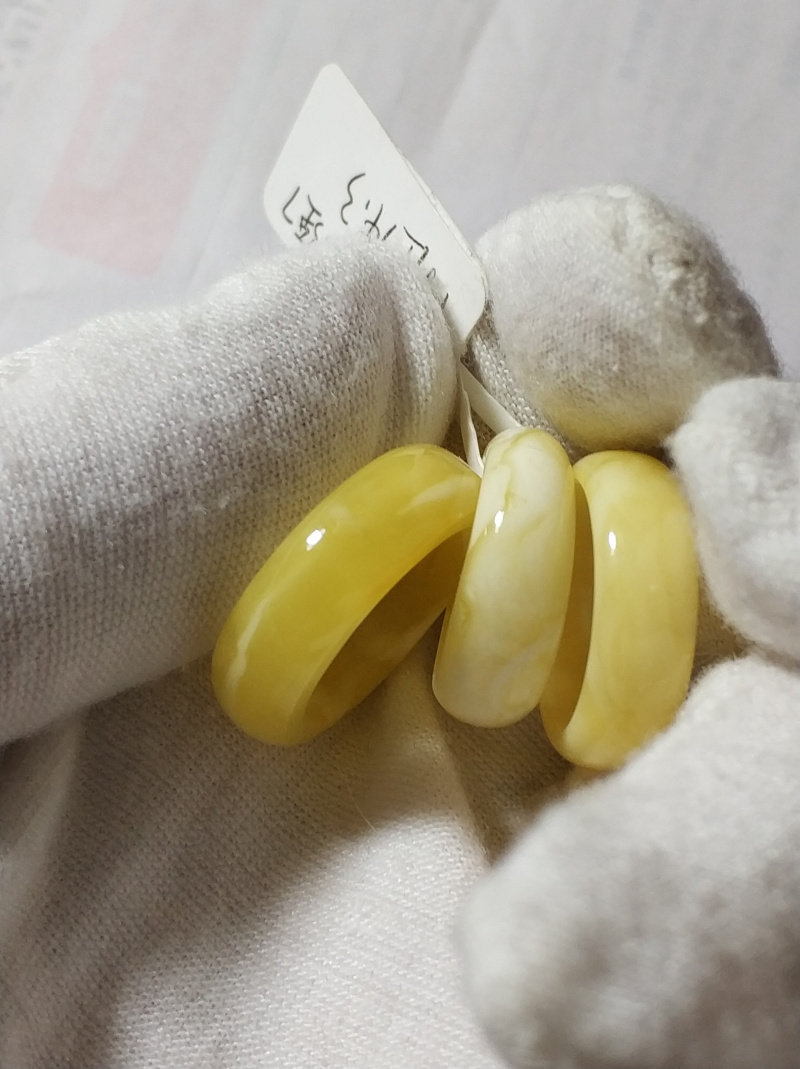 蜜蜡指环天然琥珀一体白花戒指指指圈跑环手饰