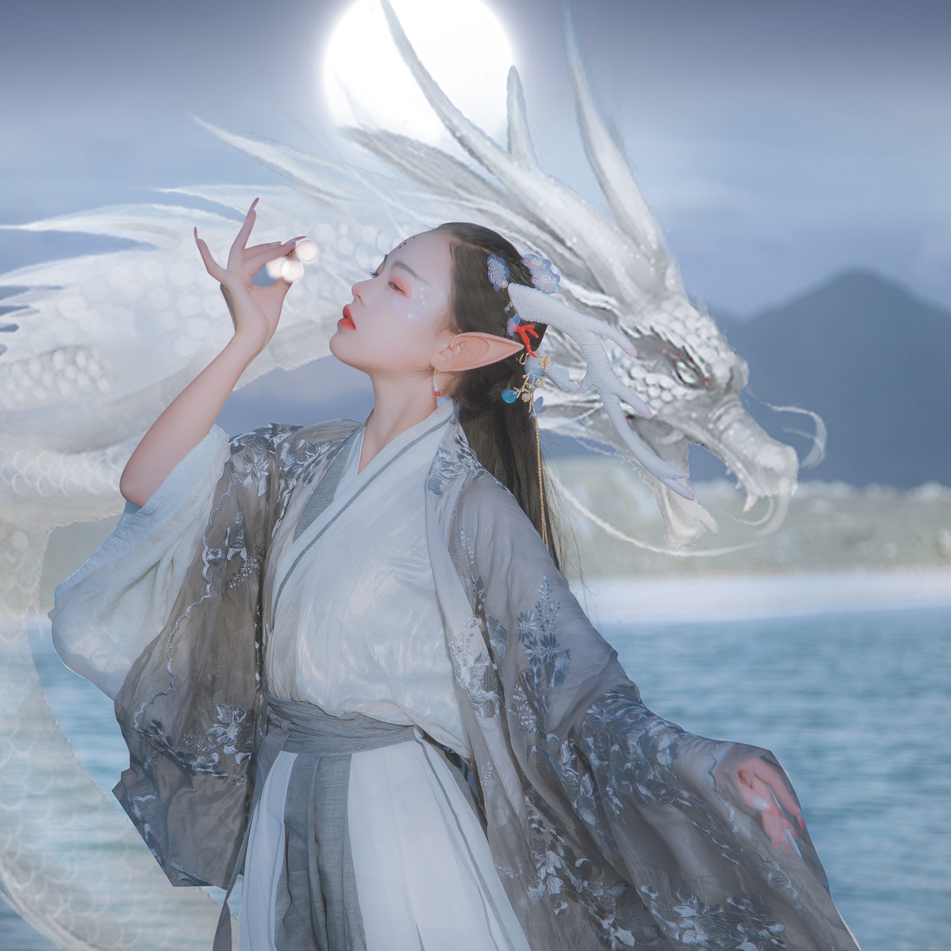 【霜翎阁】幻彩贝壳人鱼龙女鲛人妆亮鳞片脸贴珠古装汉服额配饰仙