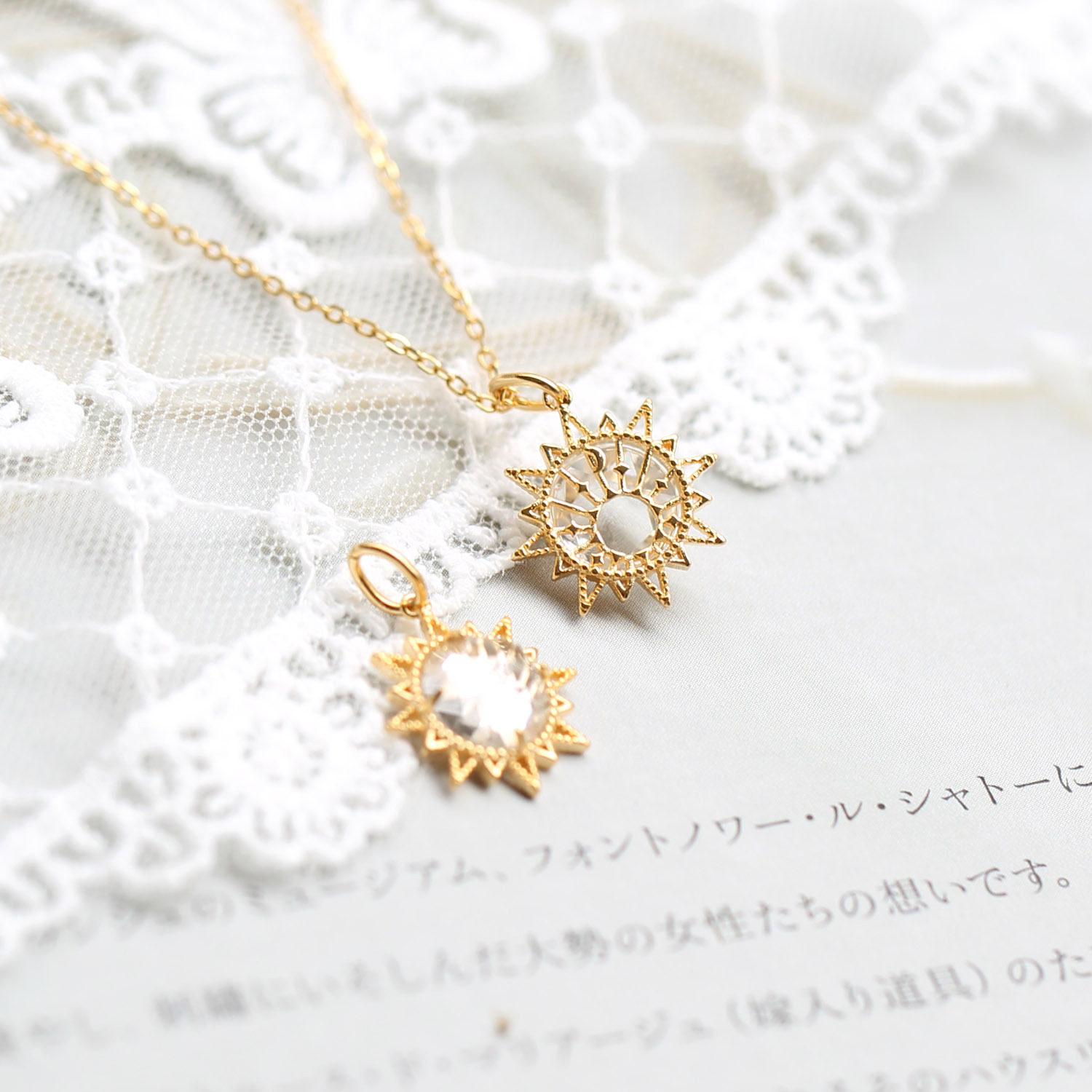 mxx项链金项链18k纯银光芒日本亮太阳超闪天然水晶项链