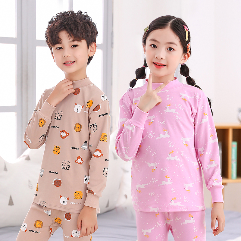 儿童纯棉秋衣小孩单件上衣宝宝精梳睡衣中大保暖上装