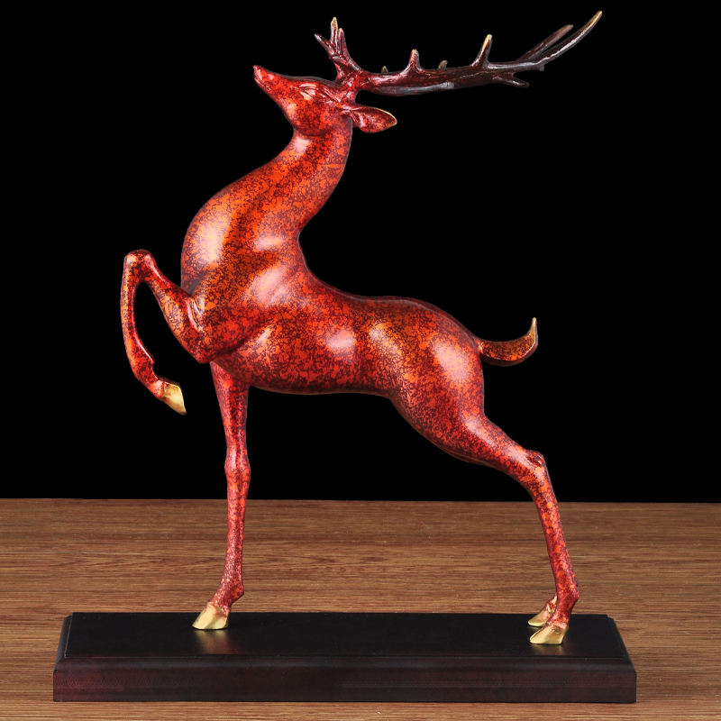 梅花鹿摆件铜鹿招财客厅装饰品老板摆设瑞鹿工艺品摆件