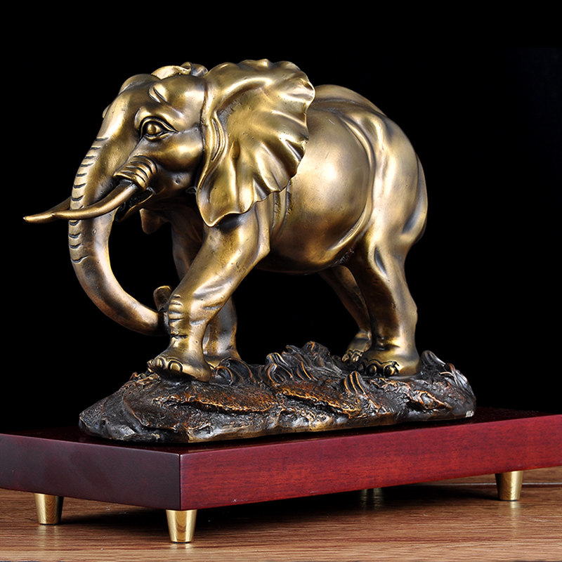 特大号大象风水招财低头抬头摆件纯铜吸水玄关摆件