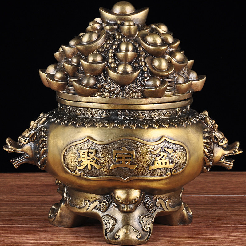 全铜聚宝盆摆件存钱工艺品风水招财家居客厅公司摆件