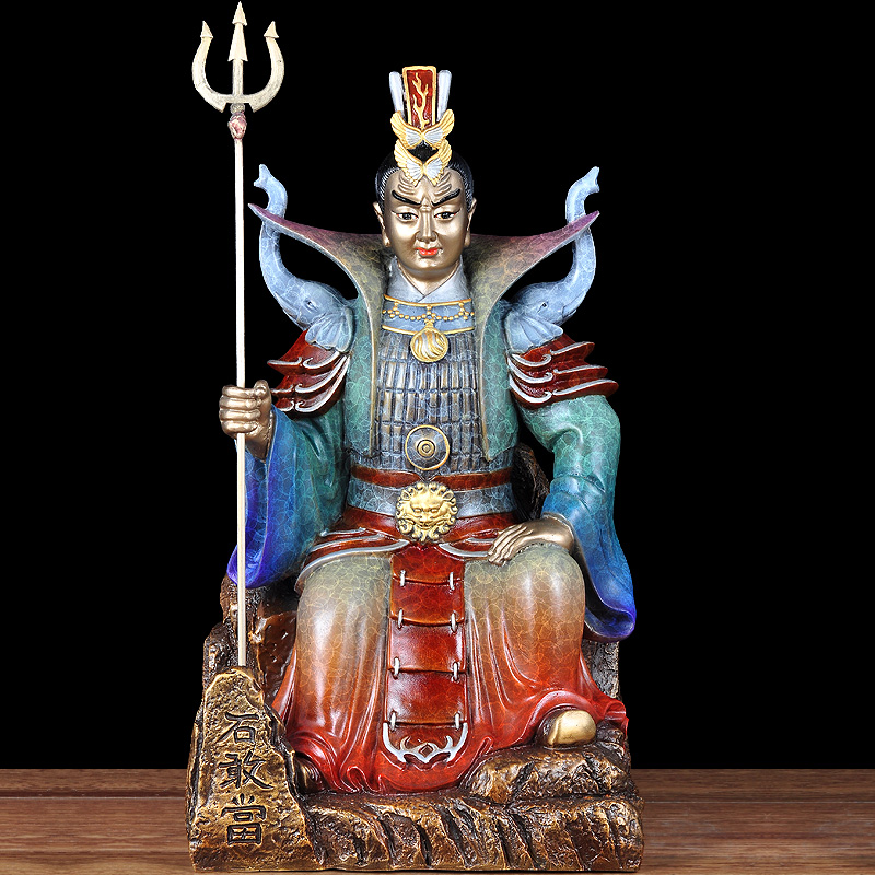 彩铜石敢当摆件风水泰山神石敢当将军工艺品客厅佛堂居家神像供奉