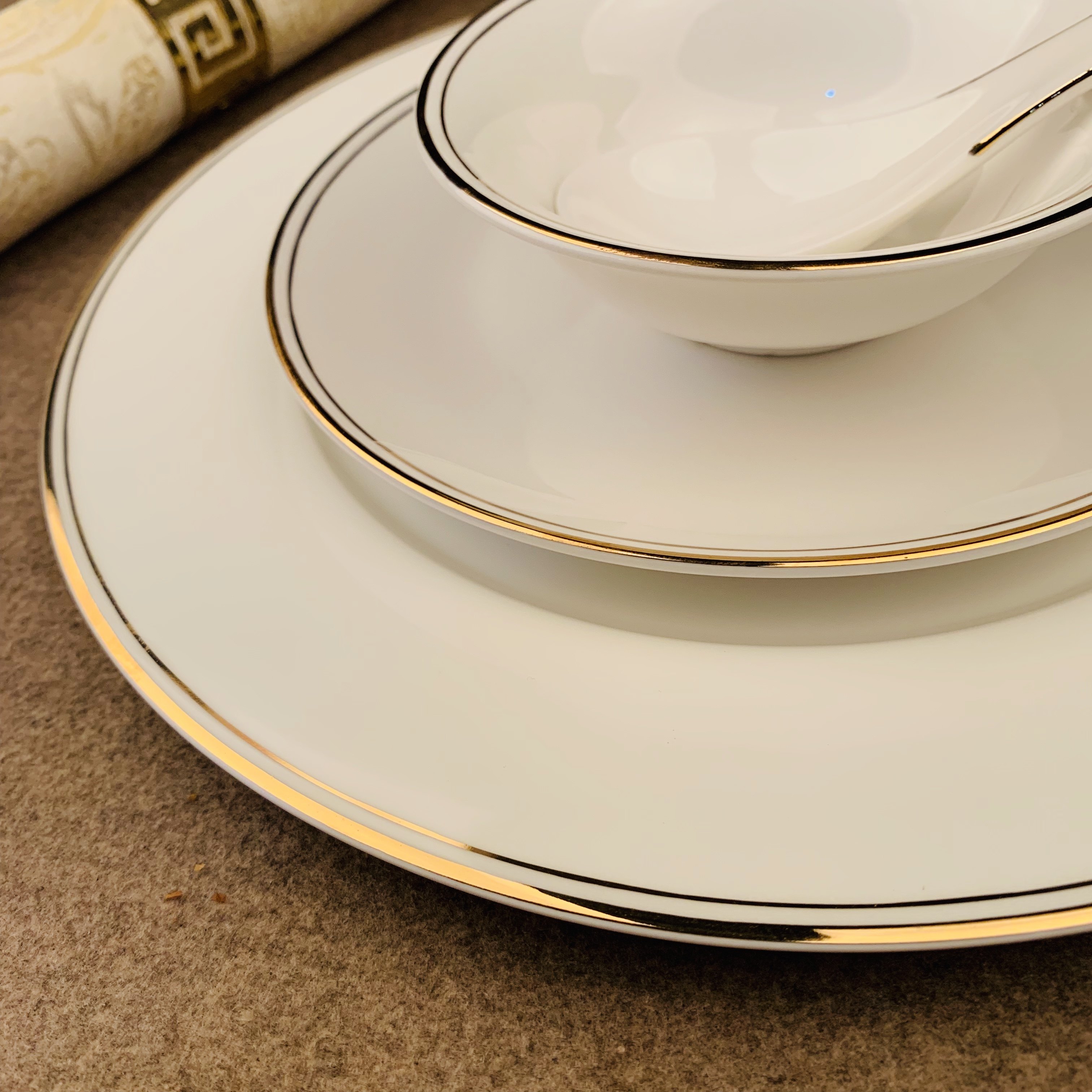 创意金边欧式牛排西餐盘子陶瓷餐具套装酒店盘