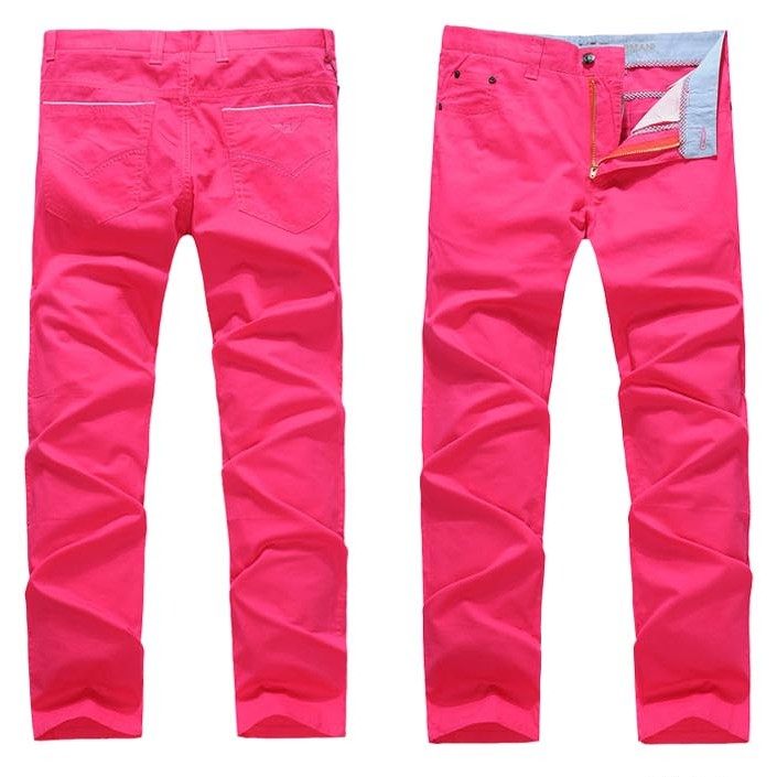 秋冬季男装裤子 男士修身直筒彩色休闲裤 糖果色大码男裤长裤