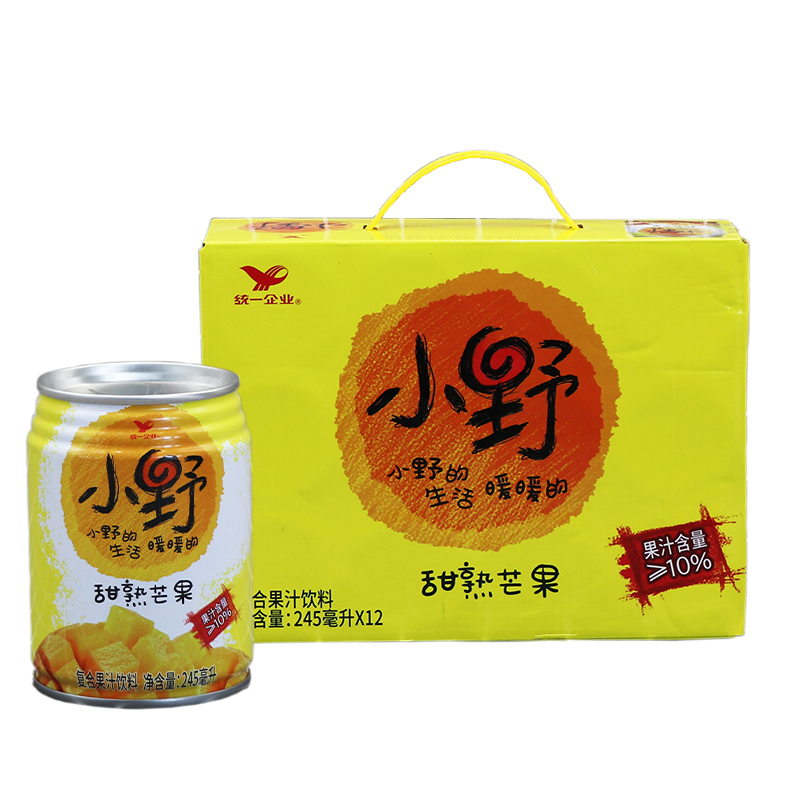 统一新品小野果汁甜熟芒果245ml复合果汁饮料全国果味