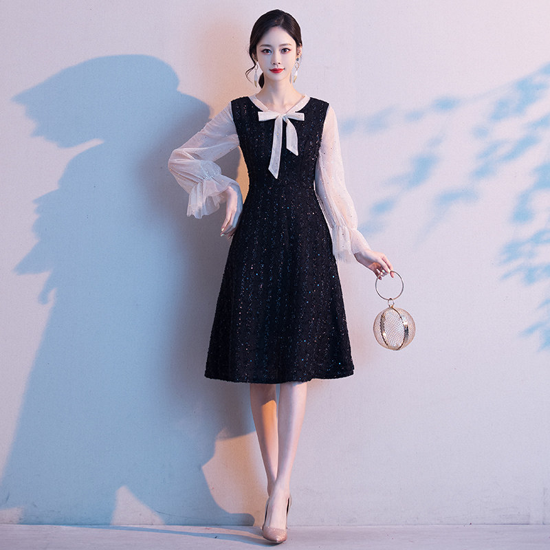 黑色晚礼服少女2021新款宴会气质生日派对仙气礼服