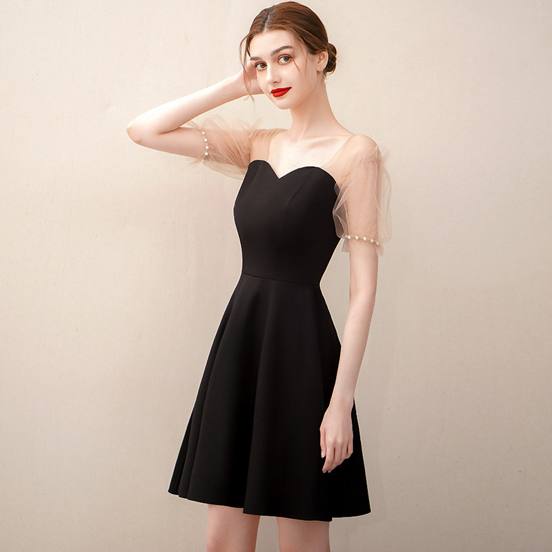 赫本风小礼服2022新款宴会气质学生黑色短款礼服