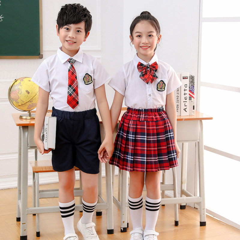 校服小学生夏装短袖衬衫套装儿童合唱幼儿园园英伦校服