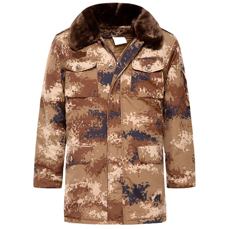 荒漠迷彩大衣短款军大衣男冬季加厚防寒棉大衣保安工作服劳保棉袄