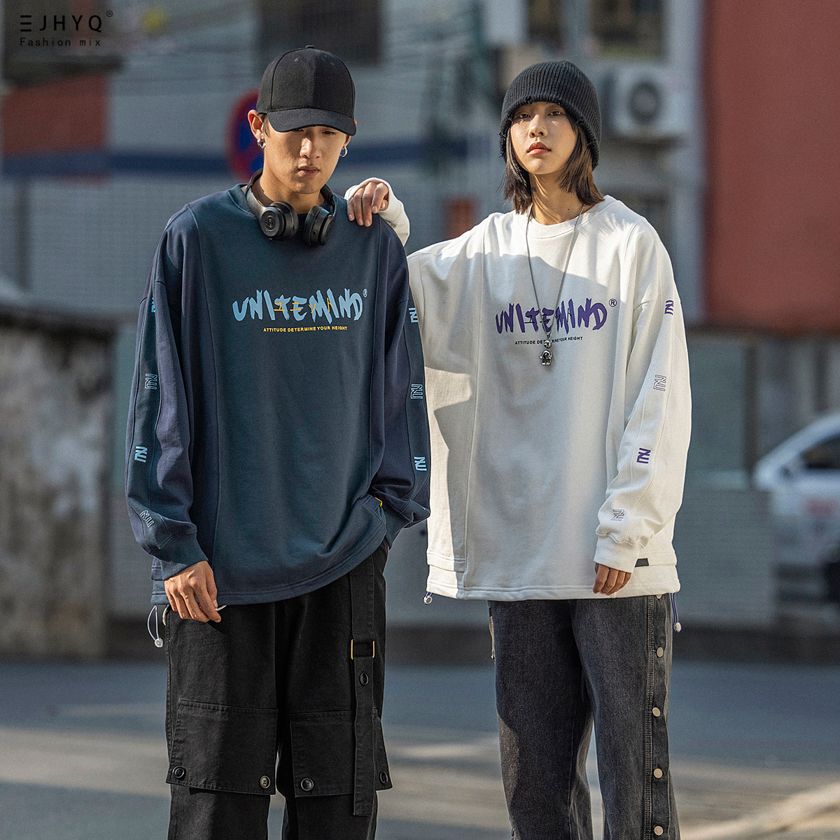 新款字母圆领卫衣男女ins潮牌港风嘻哈宽松青春长袖套头外套