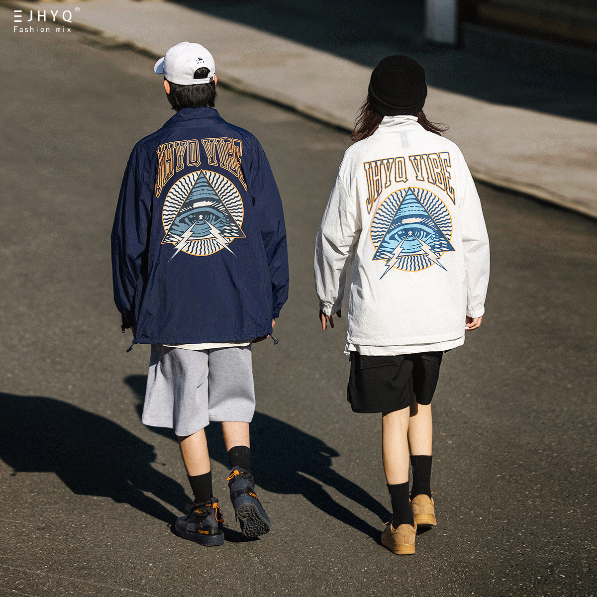 净化眼球夏季自制立领防晒衣服男宽松长袖薄款运动潮牌流行外套