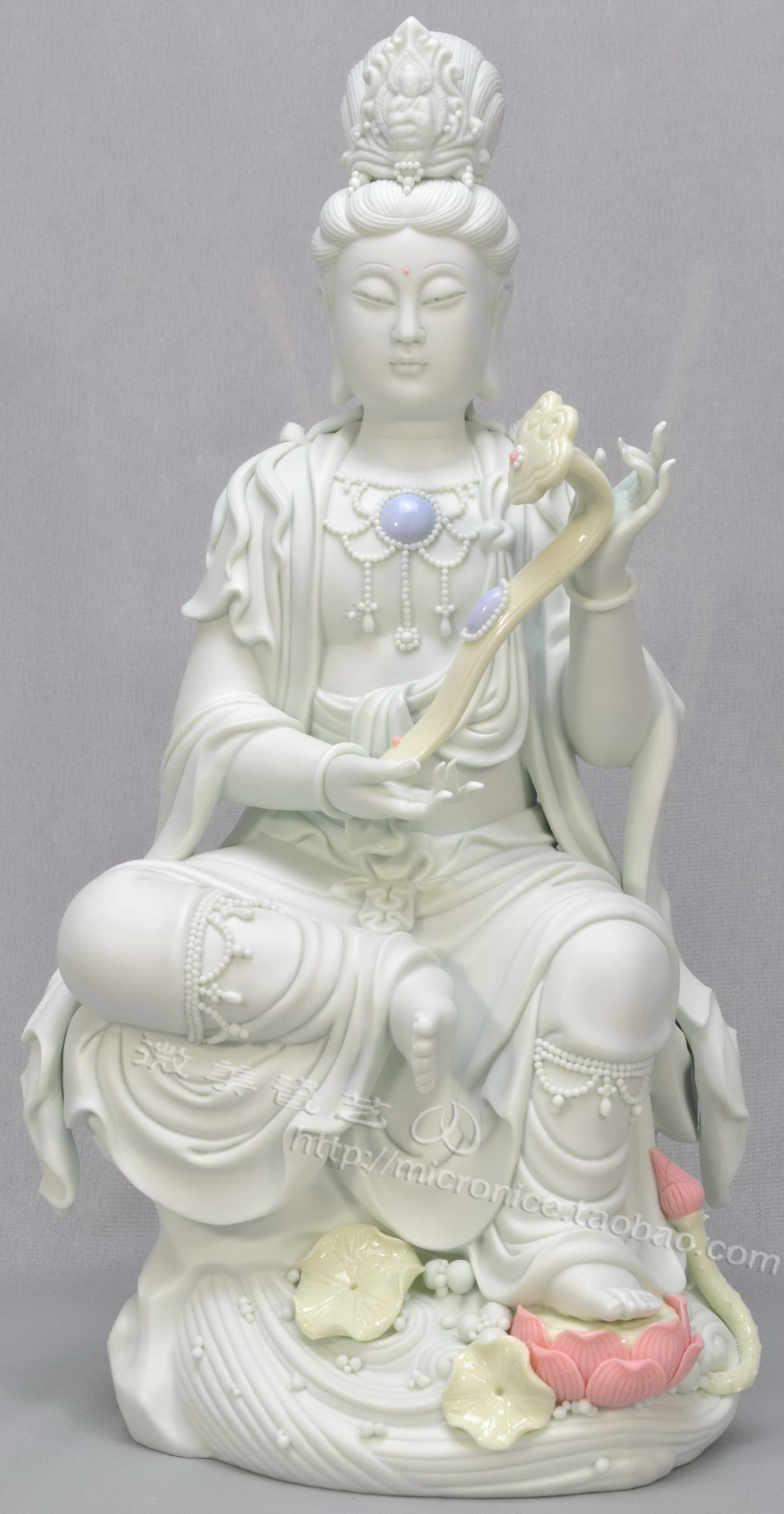 收藏品吋神思妙如意观音菩萨佛像摆件陶瓷陶瓷工艺摆件