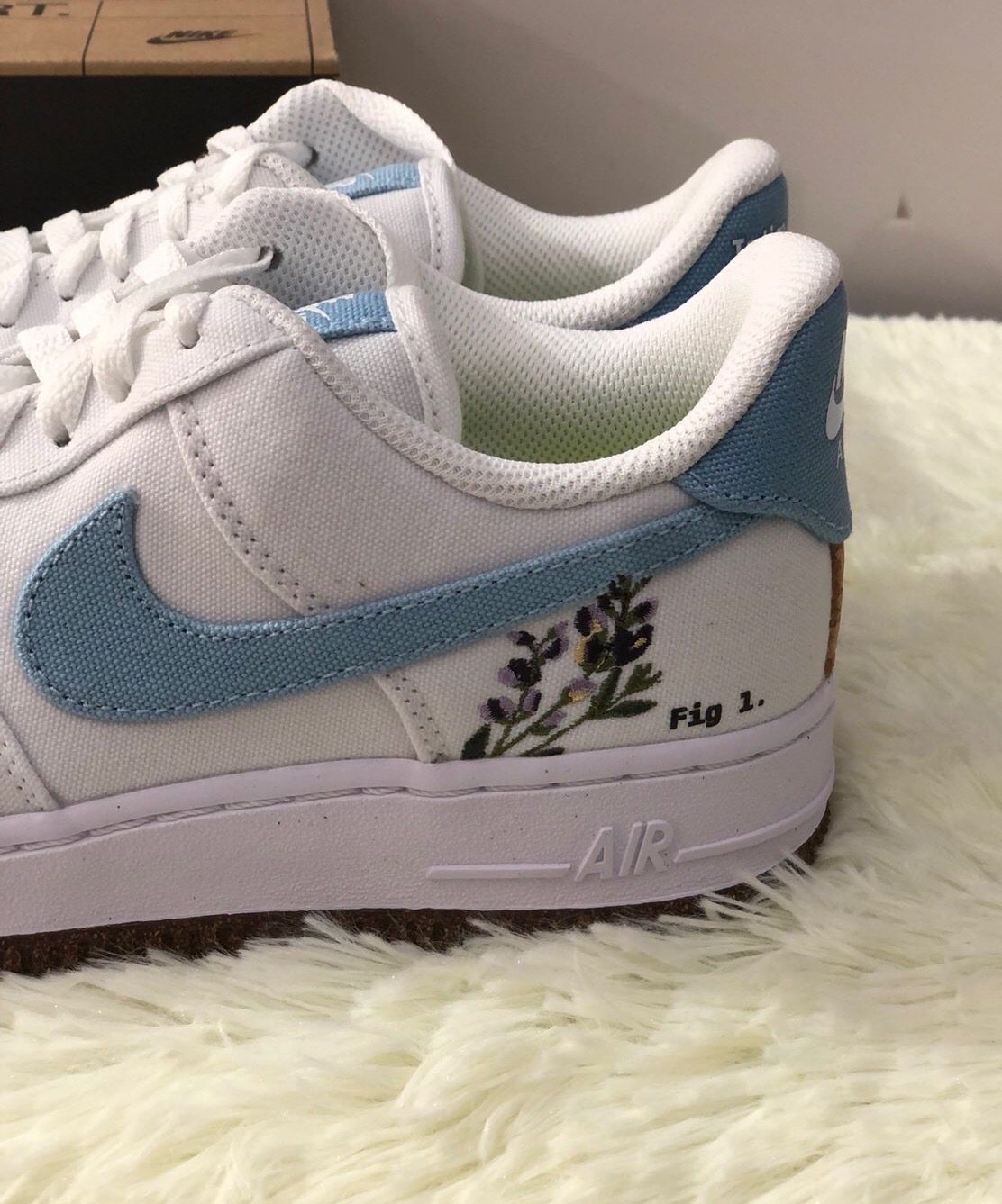 耐克nikeairforce1af1白蓝植物刺绣空军一号低帮cz0269100