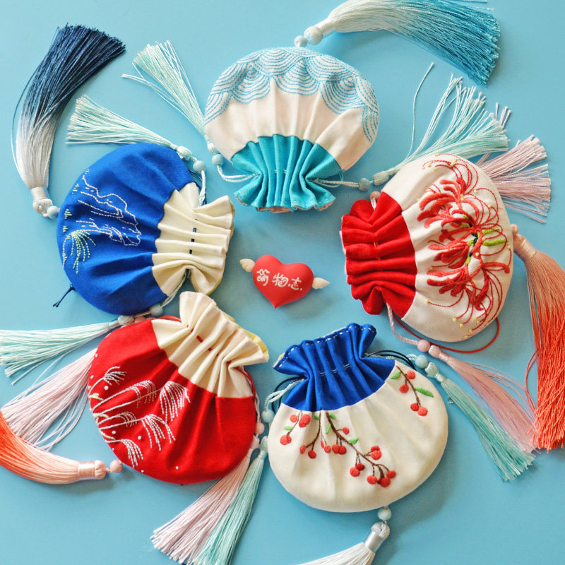 萌物自制车挂香囊苏绣荷包汉服古风包古风材料缝纫diy材料套装