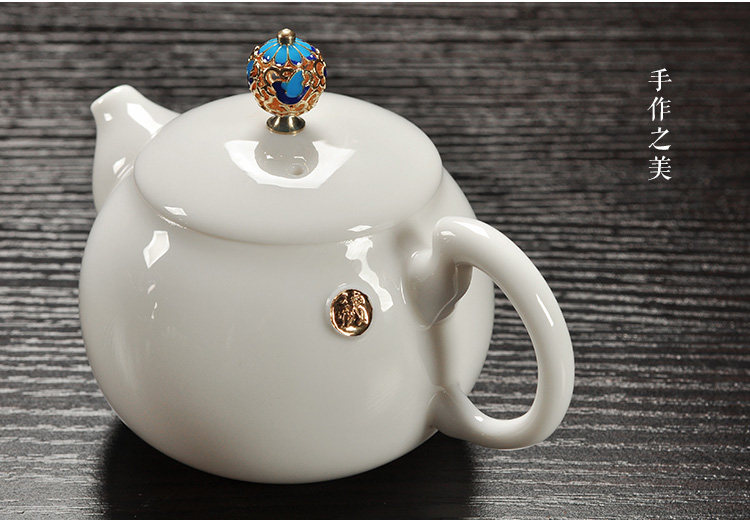 茶具唐月窑功夫功夫茶套装白瓷羊脂玉瓷手绘梅花功夫茶具