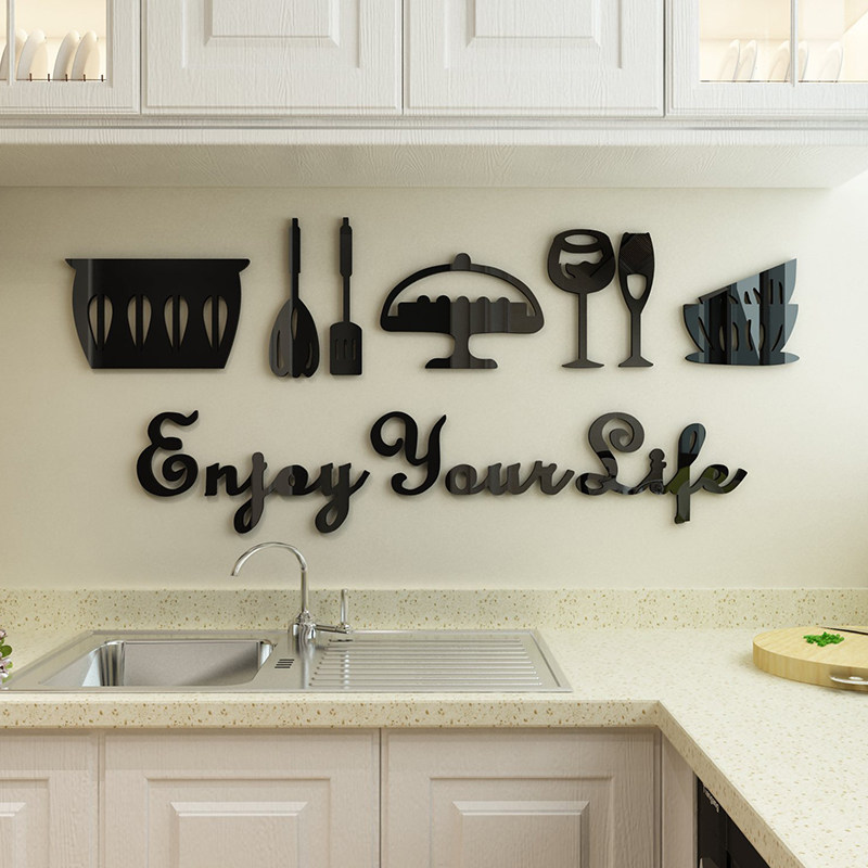 创意厨房餐厅墙面装饰3d立体亚克力墙贴纸休闲吧奶茶店背景墙贴画