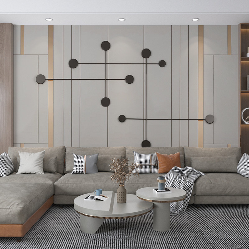 现代轻奢几何造型电视背景墙壁纸8d立体卧室定制壁画