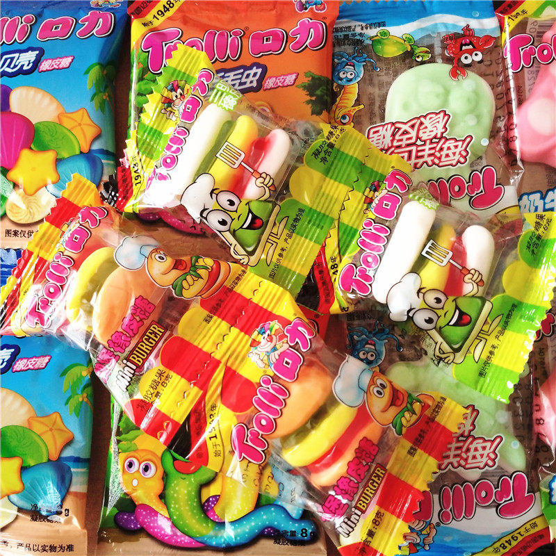 trolli口力汉堡三明治毛毛虫8g橡皮糖qq糖果