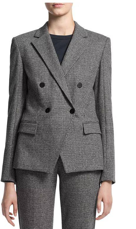 绍兴k0821107套装半裙九分兴美西装双排千鸟格theory西装