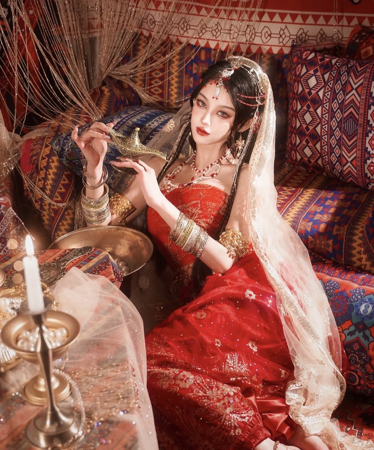 西域舞姬同款头饰茉莉公主沙丽头异域风情摄影写真发饰