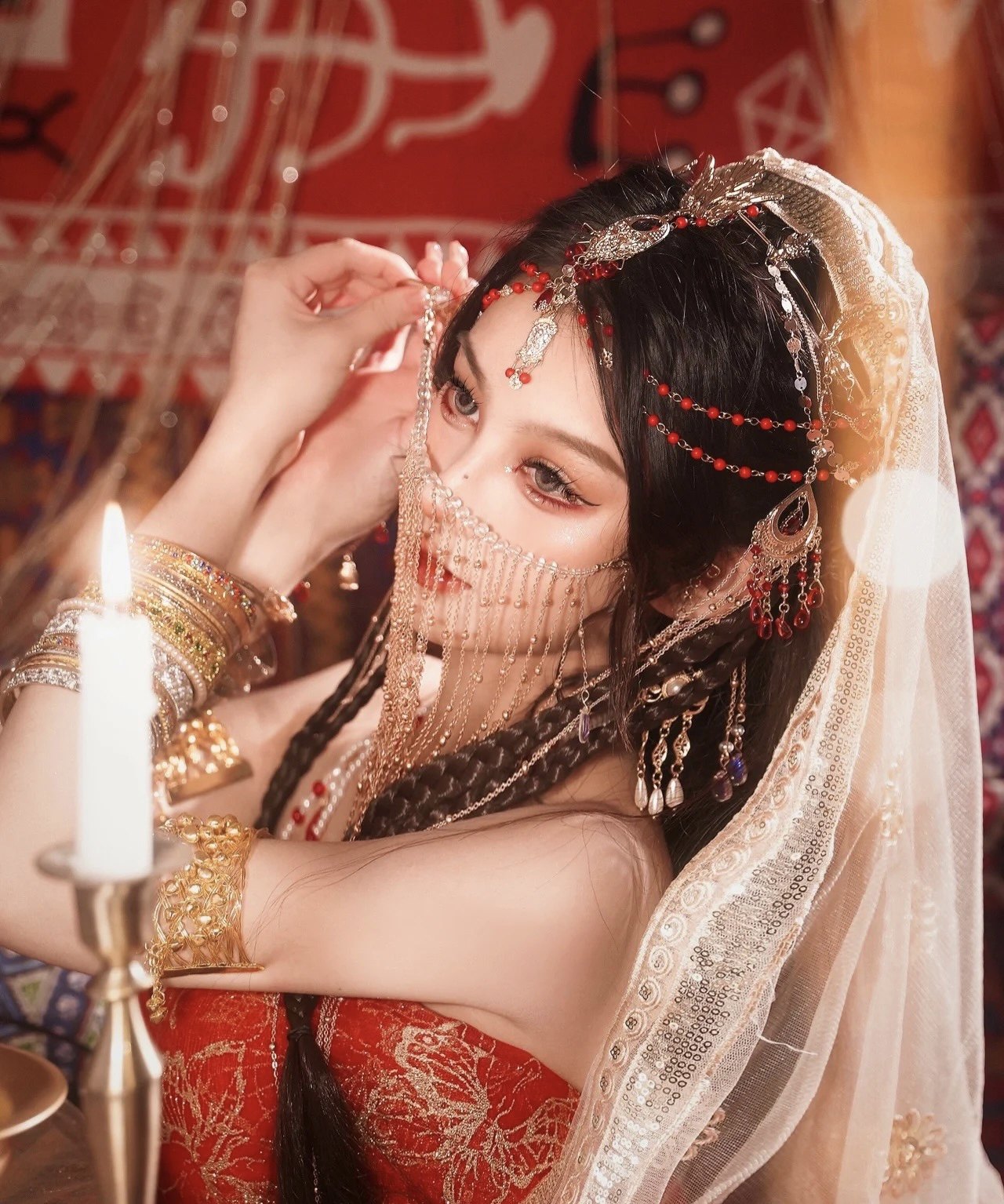 西域舞姬同款头饰茉莉公主沙丽头异域风情摄影写真发饰