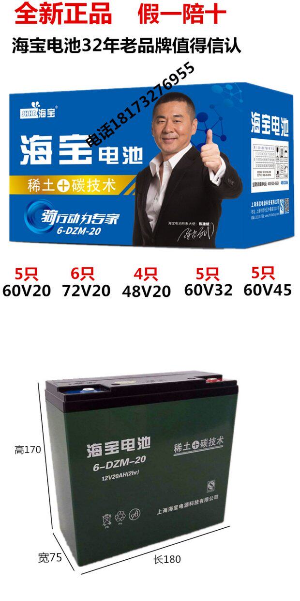 电动车二轮三轮车电池电摩车货运电瓶12v48v60v72v海宝蓄电池电动车