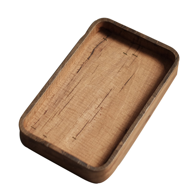 手艺人茶盘托盘置物盒老株木风化整木全手工凿制孤品 长方形茶盒