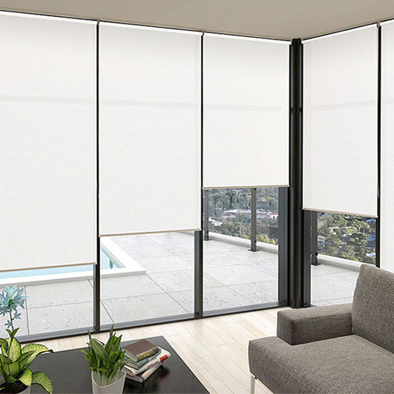 加厚阳光面料卷帘窗帘遮阳阻燃防水办公室电动卷帘