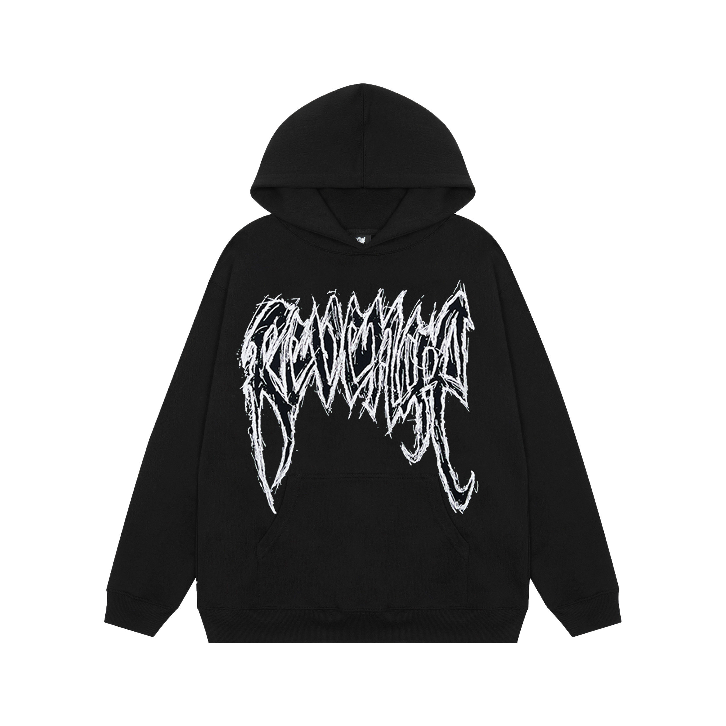 宽松revenge龙骨骷髅背后人像印花加绒连帽衫高街卫衣