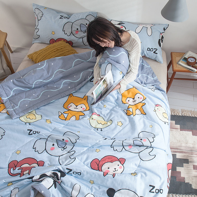 纯棉全棉夏凉空调被单双人裸睡被子学生宿舍化纤被