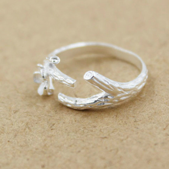 Personality versatile minimalist design S925 sterling silver jewelry fashion branches plum blossom opening ring women's ring adjustable Personality versatile minimalist design S925 sterling silver jewelry fashion branches plum blossom opening ring women's ring adjustable