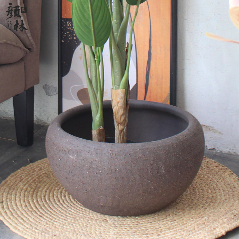 水养盆椭圆收口花盆睡莲鱼盆浅盆缸花大口盆矮花盆