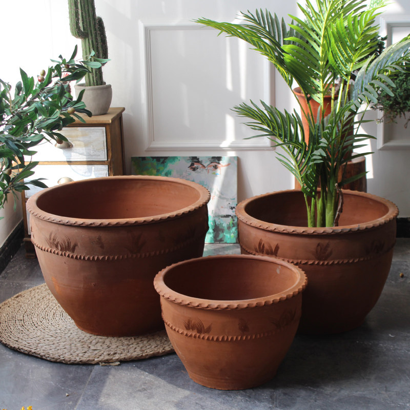 老式透气橘子睡莲超大瓦盆盆缸大号园林庭院花盆